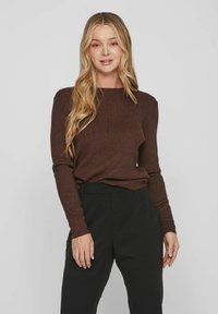 VILA VICOMFY O-NECK  - Stickad tröja - shaved chocolate