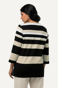 Ulla Popken STRIPED 3/4 SLEEVE TEE - Langarmshirt - putty
