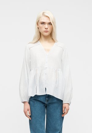 ONLNORA V NECK SHIRT - Πουκαμίσα με κουμπιά - bright white/blue