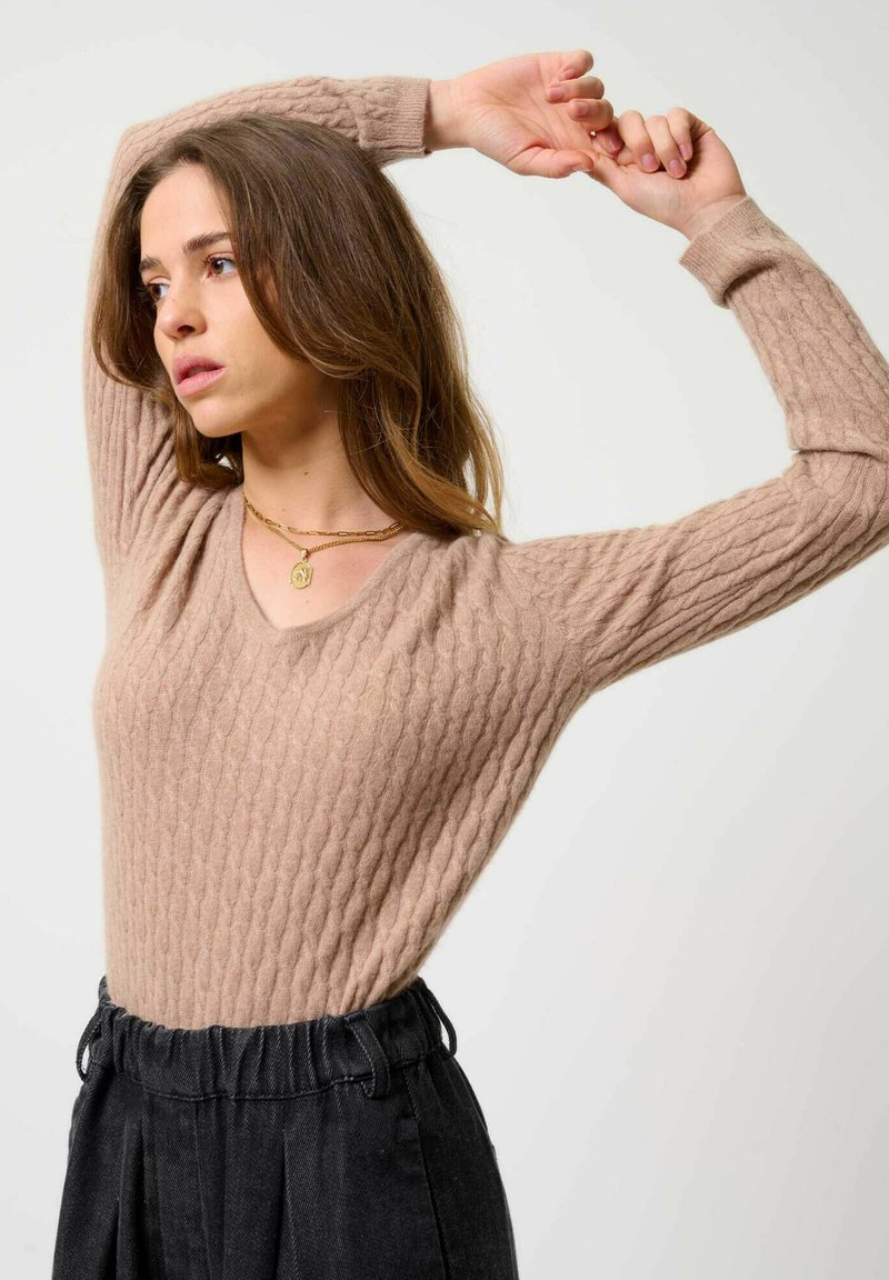 Authentic Cashmere COL V - Striktrøje - mottled camel