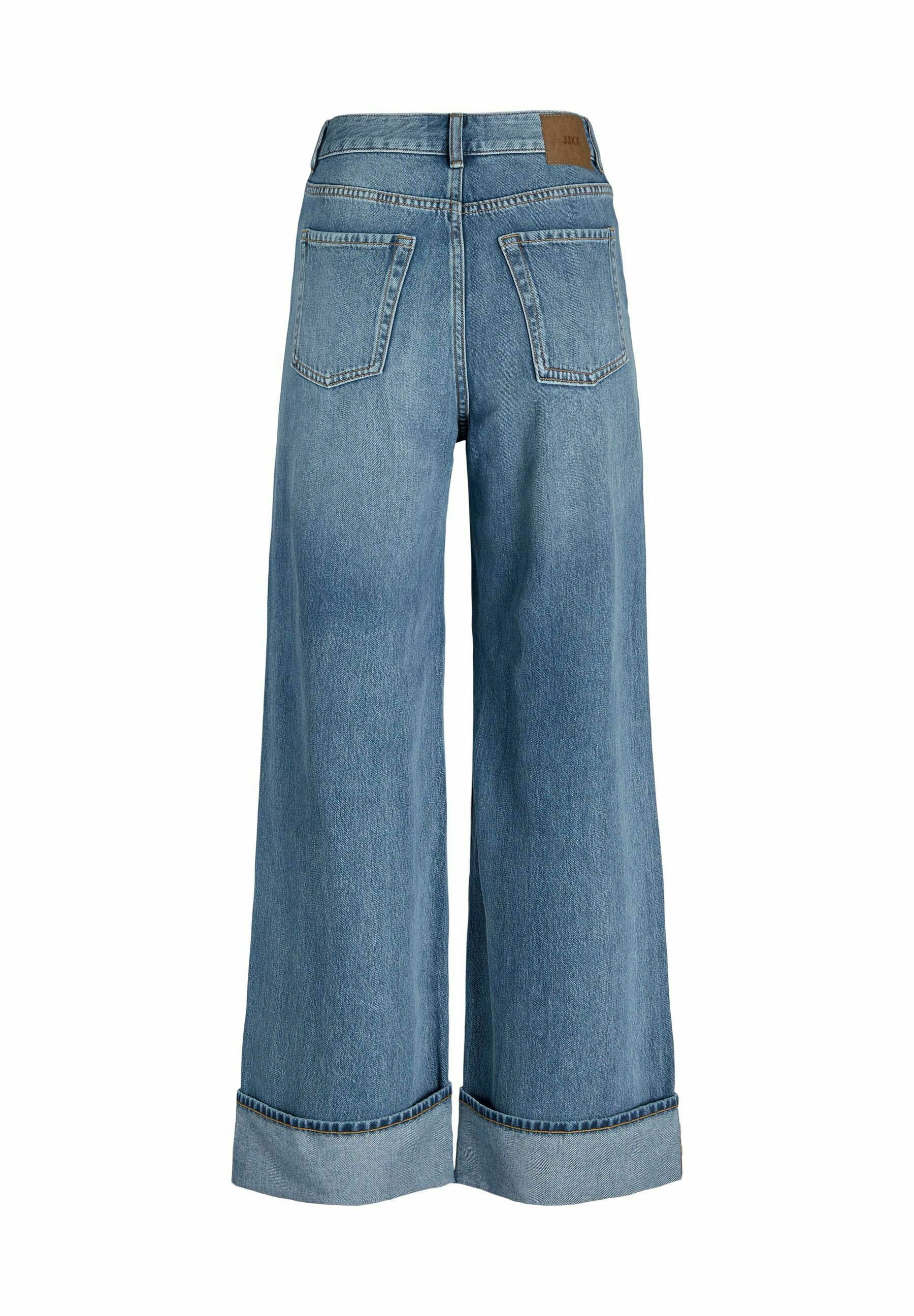 JJXX TOKYO FOLD HW - Wide leg - medium blue denim/blauw denim