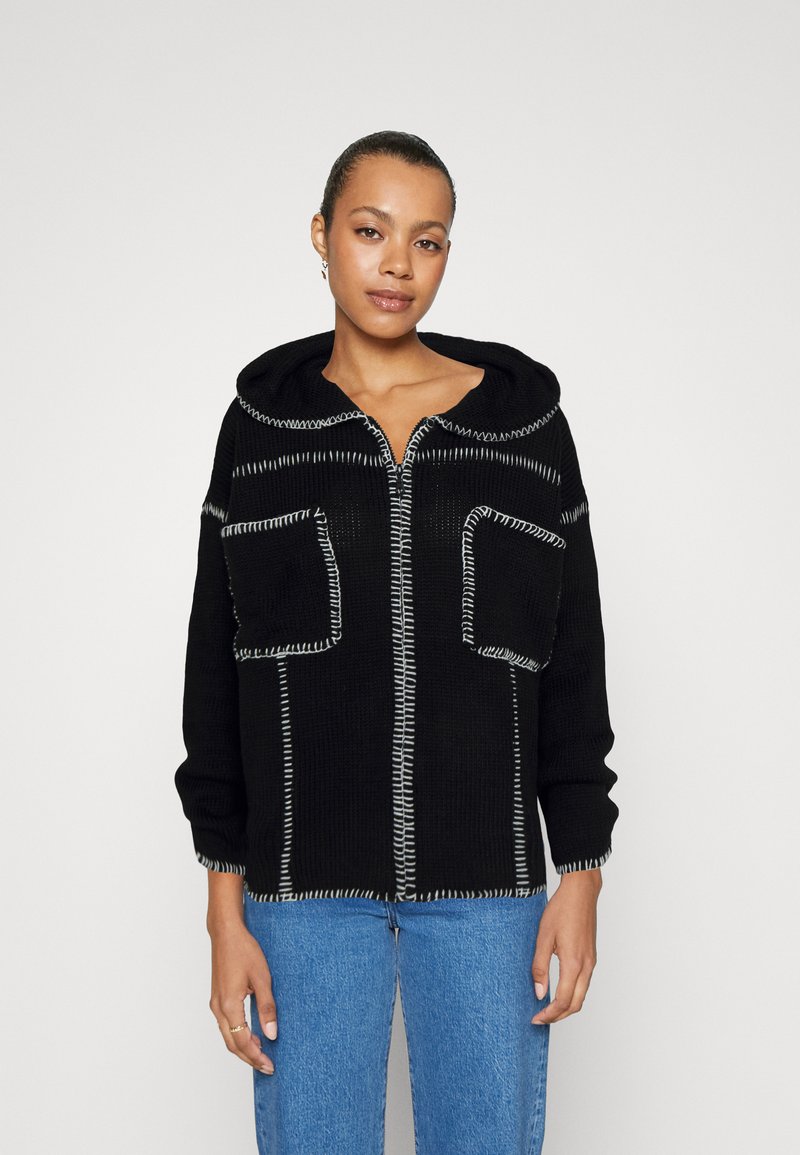 BDG Urban Outfitters BLANKET STITCH HOODIE Cardigan black/negru