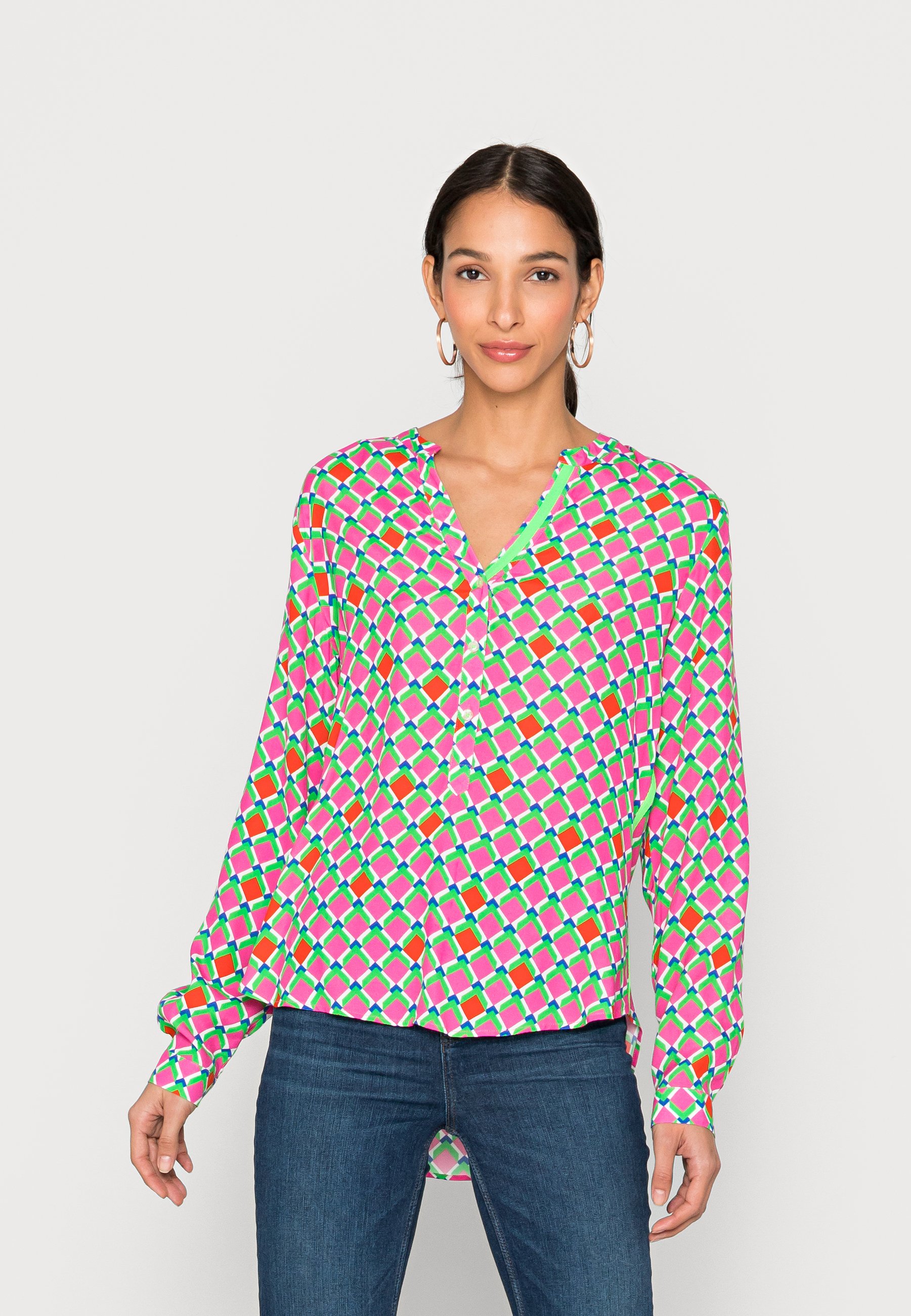 Emily Bergh - Blusa - red/pink geometric/rosa - Zalando.es
