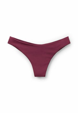 Burgundy bikiniunderdel med minimal täckning. Slät, elastisk tyg med en sömlös design och högskurna benöppningar.