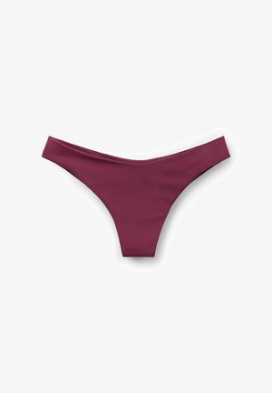Parte inferior de bikini burdeos con cobertura mínima. Tejido suave y elástico con un diseño sin costuras y piernas de corte alto.