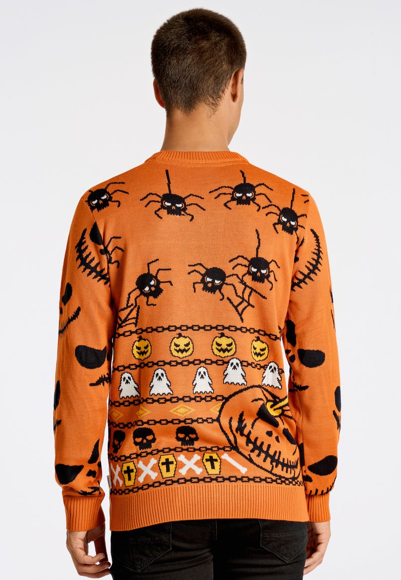 Robe Femme Halloween Citrouille Vintage Imprimé Manches Longues