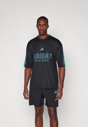 HOUSE OF TIRO SHORT SLEEVE - T-shirt print - black/bright cyan