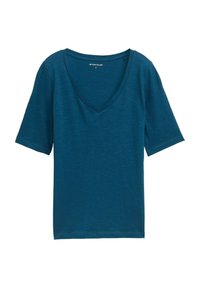 MIT V-AUSSCHNITT - T-shirt basic - dark petrol