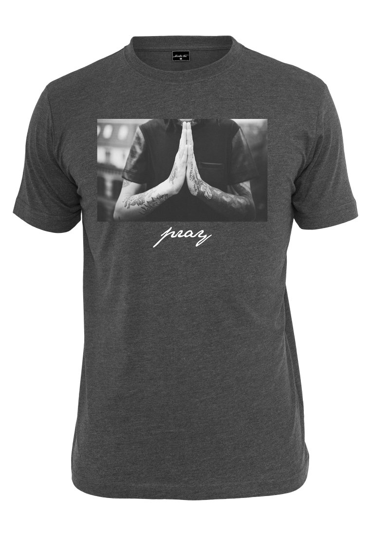 Mister Tee PRAY - Triko s potiskem - charcoal