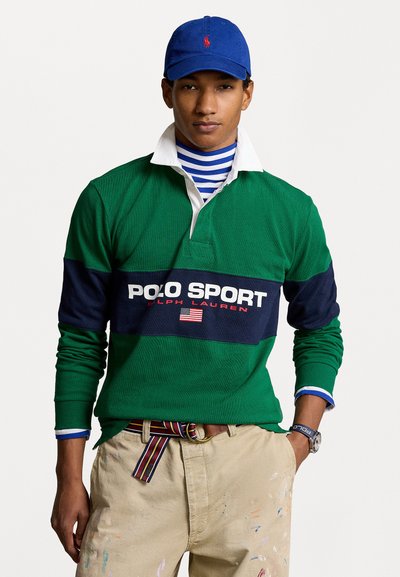 Polo Ralph Lauren LONG SLEEVE RUGBY UNISEX - Polo krekls - tennis green/cruise navy