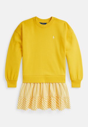 STRIPED-SKIRT LOOPBACK FLEECE DRESS 7-14Y - Vestito casual - racing yellow