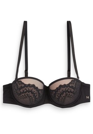TRAPPED LACE SMOOTH STRAPLESS BRA - Balconette tipa krūšturis - black