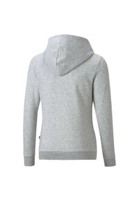 Felpa grigia con texture morbida, dotata di un cappuccio spazioso, maniche lunghe e polsini e orlo ribattuti per un fit confortevole.