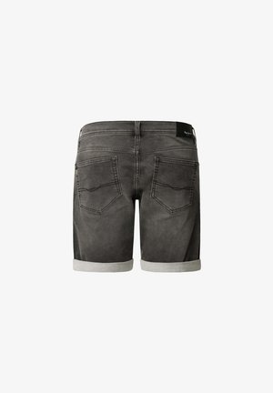 Hallide denimist lühikesed püksid, millel on keeratud ääris, klassikaline viie tasku disain ning peened õmblusdetailid tagataskutel.