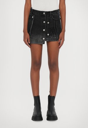 DECONSTRUCTION FOLDING SKIRT - Denim skirt - black