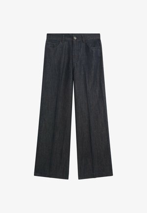 Massimo Dutti, HIGH-WAIST PALAZZO DENIM PANTS CO-ORD - Wide leg - dark blue