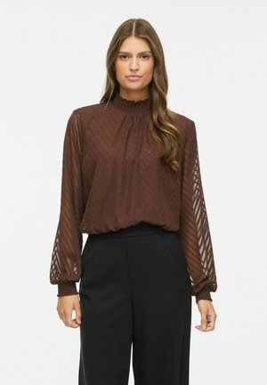 VILA, LONG SLEEVED TOP VIMICHELLE HIGH NECK - Blouse - coffee bean