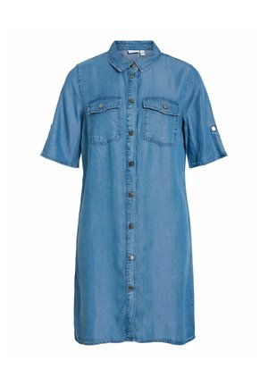 VILA, SHORT DRESS VIMAI SHORT SLEEVED - Farmerruha - medium blue denim