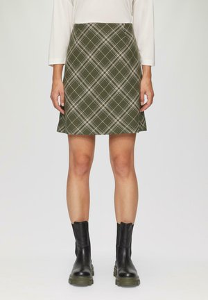 KURZER WEB-KARO - A-Linien-Rock - olivgrün