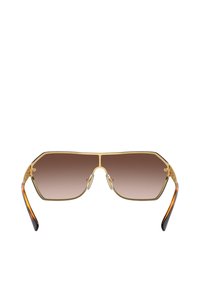 Occhiali da sole aviator in metallo con montatura dorata, forma ottagonale e lenti brown sfumate. Le aste presentano un motivo tartarugato.