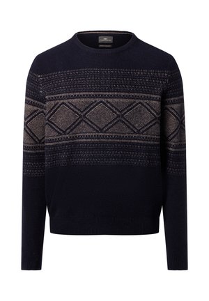 PULLOVER - Strickpullover - marine/taupe