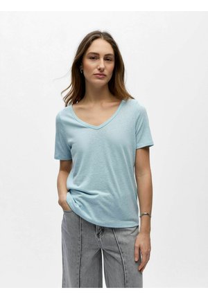 OBJTHEA V-NECK - T-shirt basique - winter sky