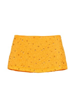 PULL&BEAR SEQUIN - MINI SKIRT - Jupe trapèze - orange
