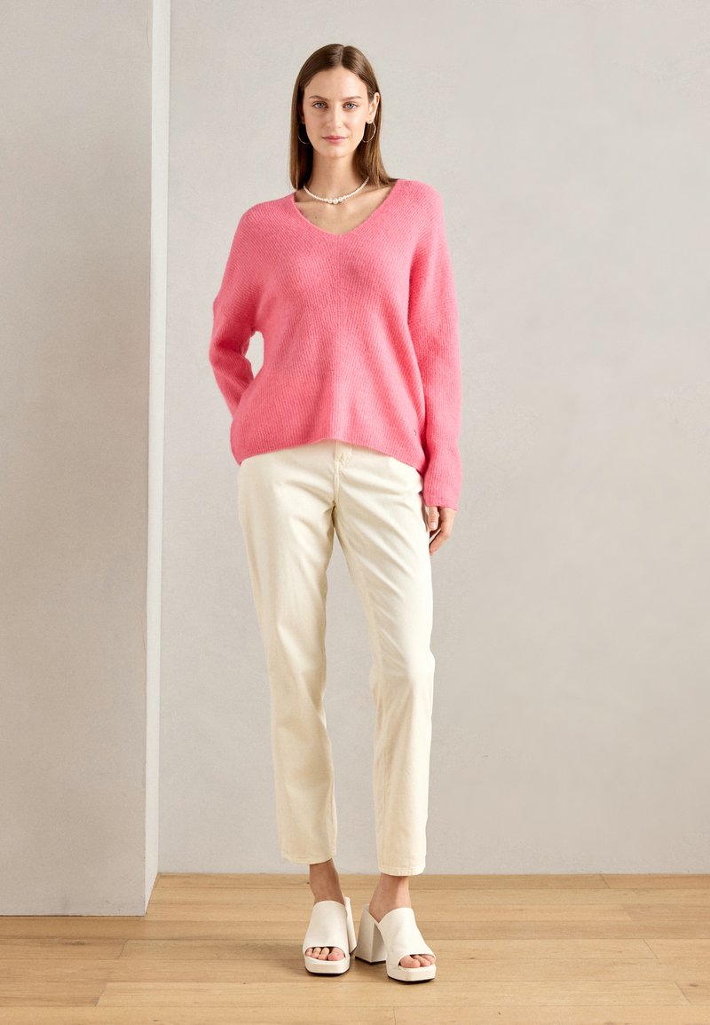 Mos Mosh THORA V-NECK - Strickpullover - camellia rose/pink 
