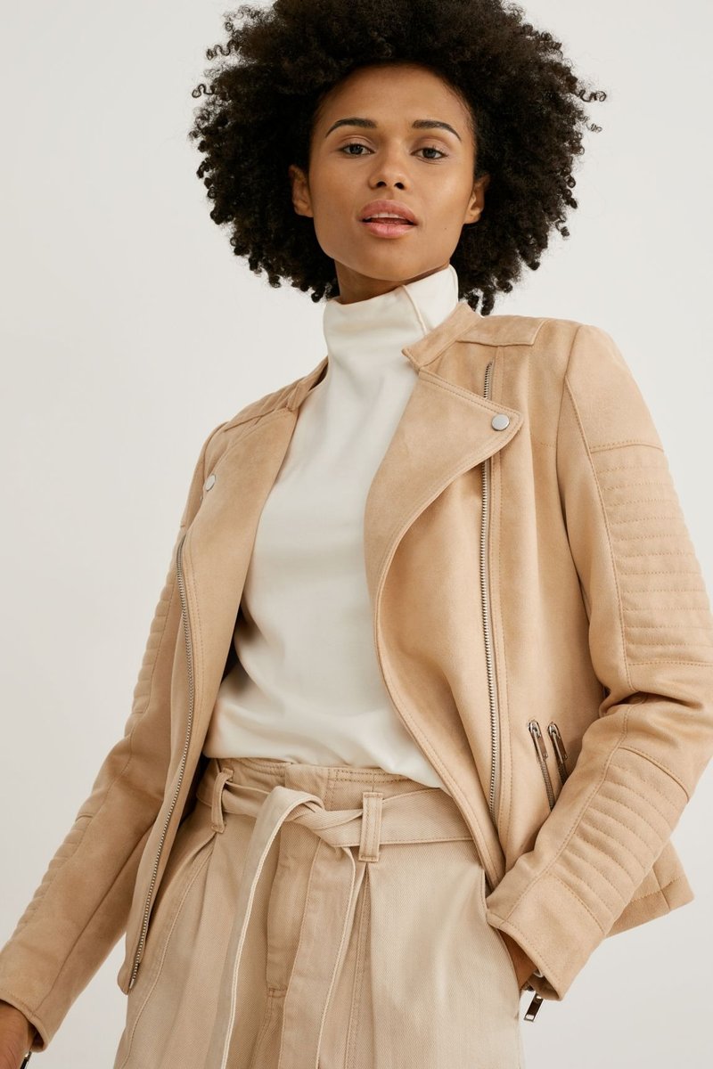 Damen Leichte Jacken | C&A Kunstlederjacke beige - UV61125 Damen Leichte Jacken | C&A Kunstlederjacke beige - UV61125