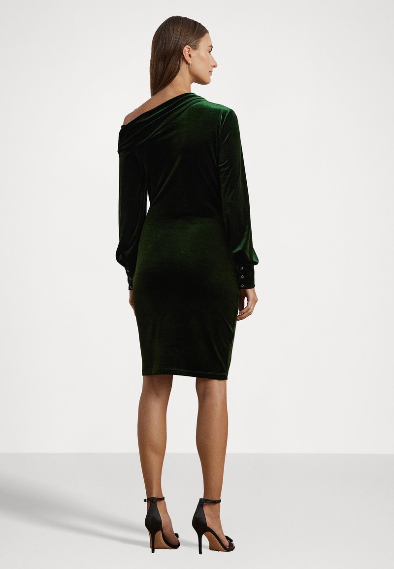 Lauren Ralph Lauren VELVET ONE SHOULDER DRESS - Cocktail dress / Party dress  - emerald green/dark green - Zalando.ie