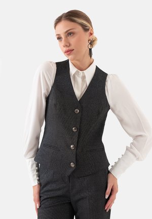 BUTTON FRONT LINED - Veste sans manches - black