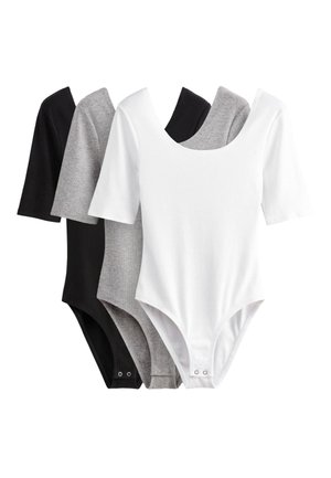 THE SET, 3 PACK - Základné tričko - black grey white
