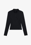 QUICK DRY LONG SLEEVE TOP WITH 1/2 ZIP AND THUMB HOLES - Μπλούζα με μακριά μανίκια - black