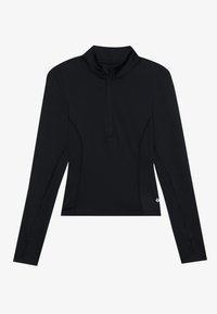 LONG SLEEVE TOP WITH 1/2 ZIP AND THUMB HOLES - Long sleeved top - black