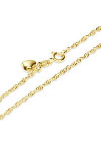 Collana in oro con design intrecciato, dotata di una chiusura a moschettone sicura e un accento hardware a forma di cuore.
