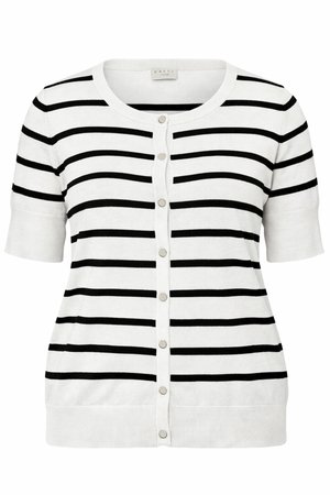 Kaffe Curve KCLIZZY SHORT SLEEVELESS - Kardigan - chalk/black stripe