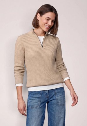 Cecil, SOLID-COLOURED SWEATER WITH A ZIPPER - Pullover - creamy mocha melange