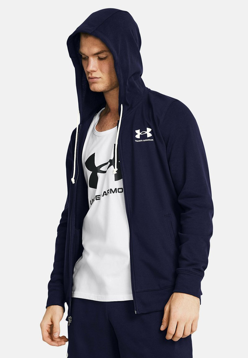 Under Armour - RIVAL - Tröja med dragkedja - midnight navy, Förstora