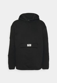 Felpa con cappuccio nera realizzata in tessuto dalla superficie liscia. Presenta una tasca frontale, polsini a coste e un'etichetta con il logo Fila.