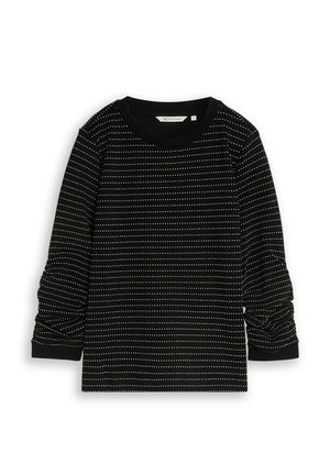 TOM TAILOR DENIM, TOM TAILOR DENIM STRICK & SWEATSHIRT MIT RAFFUNGEN - Sweatshirt - black white dotted stripe