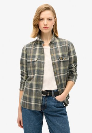Overhemdblouse - khaki grey check