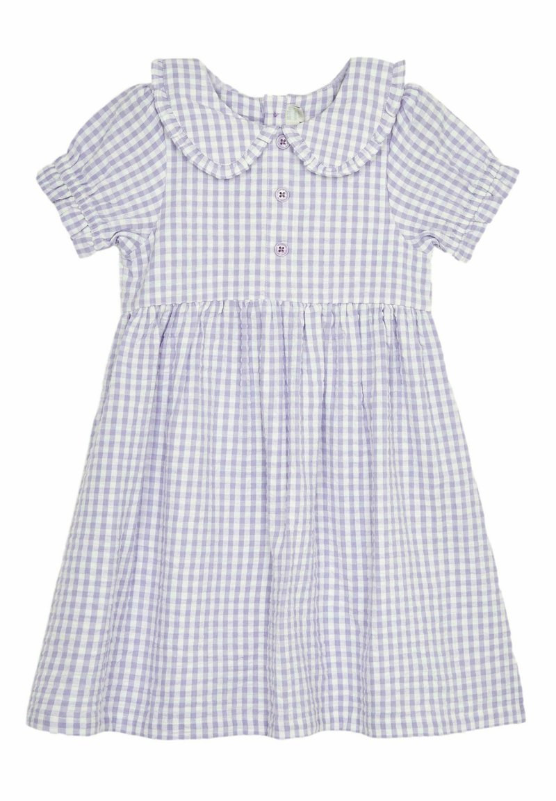 JoJo Maman Bébé GINGHAM BUTTON FRONT COLLAR TEA REGULAR FIT - Denní šaty - lilac purple gingham