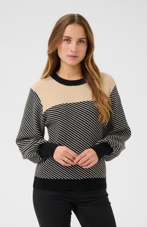 KAMIONA - Jumper - nature black chalk stripe