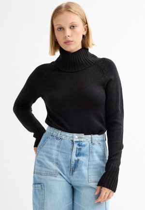 BÁSICO DE CUELLO ALTO - Jersey de punto - black