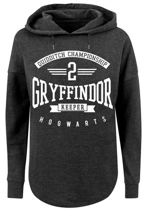 Dark gray hoodie with a front graphic: "Quidditch Championship 2 Gryffindor Keeper Hogwarts," featuring white text and accents.