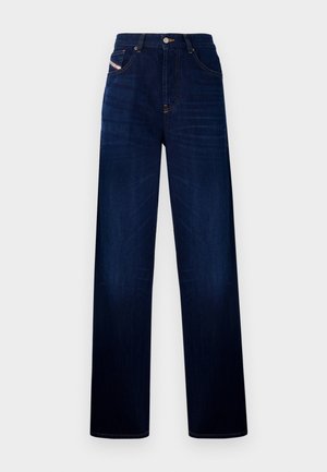 Mørkeblå denimjeans med lige pasform, fem lommer og knaplukning. Har subtile syninger og et klassisk design.