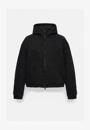 PULL&BEAR, HOODED - BOMBER JACKET - Veste en jean - black