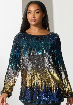 BOW BACK  SEQUIN  - Pusero - blue