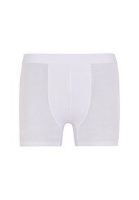 Weiße Boxershorts aus weichem Stoff, mit einem glatten Bund, passgenauer Passform und minimalistischem Design ohne Muster oder Logos.