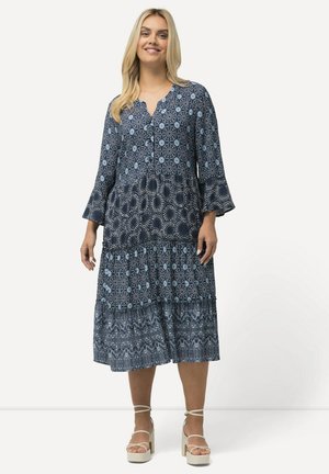 TIERED MIXED PATTERN 3/4 SLEEVE - Day dress - inky blue